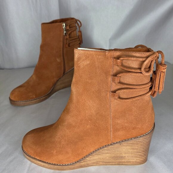 Jack Rogers Shoes - Jack Rogers Women's Banbury Suede Wedge Bootie Camel Multiple Sizes